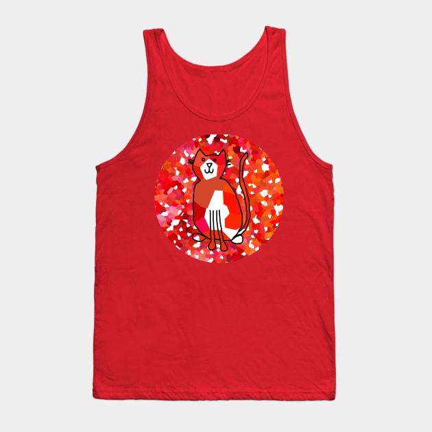 Minimal Line Drawing of Cat on Red Tank Top by ellenhenryart